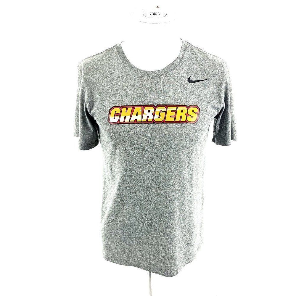 Nike Tee Dri-Fit T-Shirt Small Chargers Short Sleeve Crew Neck Polyester Gray